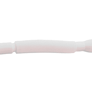 White flexible corrugated plastic waste pipe with ribbed middle section and smooth cylindrical + funnel-shaped ends, suitable for sink and basin drainage.