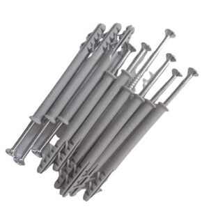 Nylon screw sleeve with pre-fitted metal screw for wall mounting.