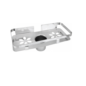 Wall-mounted stainless-steel bathroom shelf & Toothpaste, Toothbrush holder with drainage holes in chrome finish.