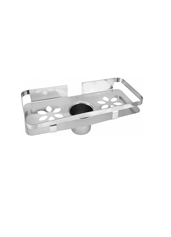 2jp-2 Wall-mounted stainless-steel bathroom shelf & Toothpaste, Toothbrush holder with drainage holes in chrome finish.