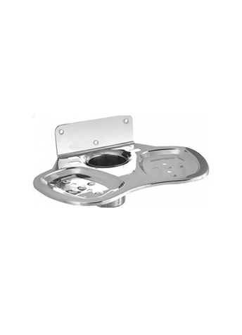 3jp Wall-mounted stainless-steel bathroom double soap dish & Toothpaste, Toothbrush holder with drainage holes in chrome finish.