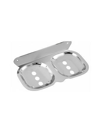 3jp Chrome-finish double stainless-steel soap holder with drainage holes.